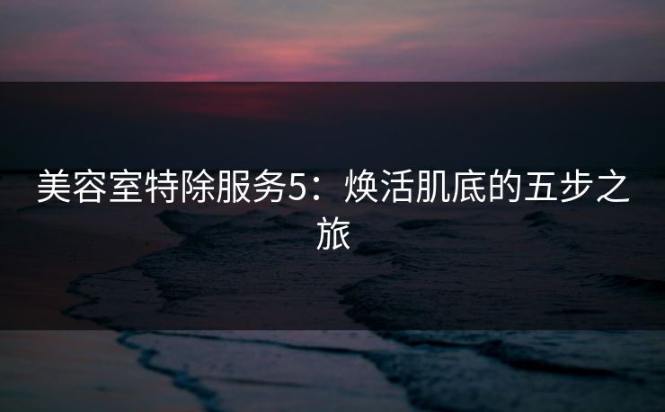 美容室特除服务5:焕活肌底的五步之旅