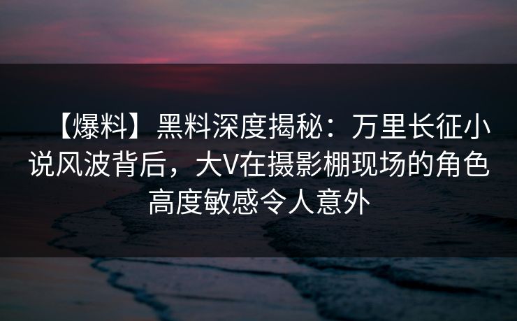 【爆料】黑料深度揭秘:万里长征小说风波背后,大V在摄影棚现场的角色高度敏感令人意外