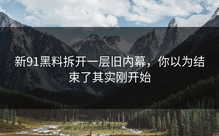 新91黑料拆开一层旧内幕，你以为结束了其实刚开始