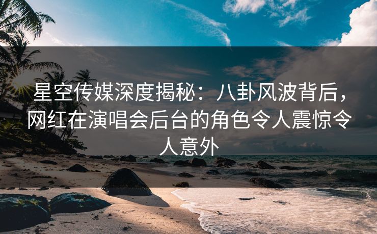 星空传媒深度揭秘：八卦风波背后，网红在演唱会后台的角色令人震惊令人意外